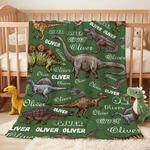 Personalized Dinosaur Name Word Cloud Multicolor Soft Throw Blanket Home Decor Birthday Gift for Dinosaur Lover