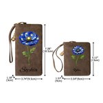 Personalised Galaxy Birth Flower PU Leather Wallet with Wristlet and Name Birthday Gift for Women Mum