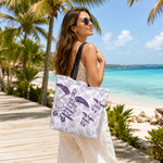 Personalised Multicolour Sea Turtle Large Capacity Tote Bag with Title and Name Beach Party Travel Birthday Gift for Woman Family