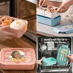 Personalised Cartoon Animal Photo Microwavable Lunch Box with Name Text and Cutlery Picnic Outdoor Activity Use Back to School Gift for Students