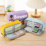 Personalized 3D Cartoon Character Three-Layer Pencil Case with Name School Supply Back to School Birthday Gift for Kids