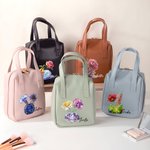 Personalized Birth Flower Birthstone Name PU Leather Makeup Bag with Handle and Multiple Compartments Travel Accessories Birthday Gift for Women Girls