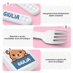 Set posate personalizzato con nome e iniziale con animaletto, 3 pezzi con custodia - Regalo per bambini