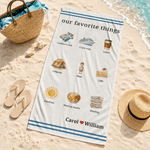 Personalised Favorite Things Pet Photo Oversized Quick Dry Beach Towel with Name Beach Pool Party Birthday Anniversary Gift for Pet Lovers Couples