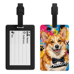 Personalized Pet Graffiti Oil Painting Style Photo Luggage Tag with Name Travel Accessory Birthday Gift for Pet Lovers Friends