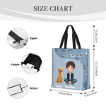 Personalized Paw Print Pet and Owner Photo Large Tote Bag with Text and Names Daily Use Birthday Gift for Pet Owner