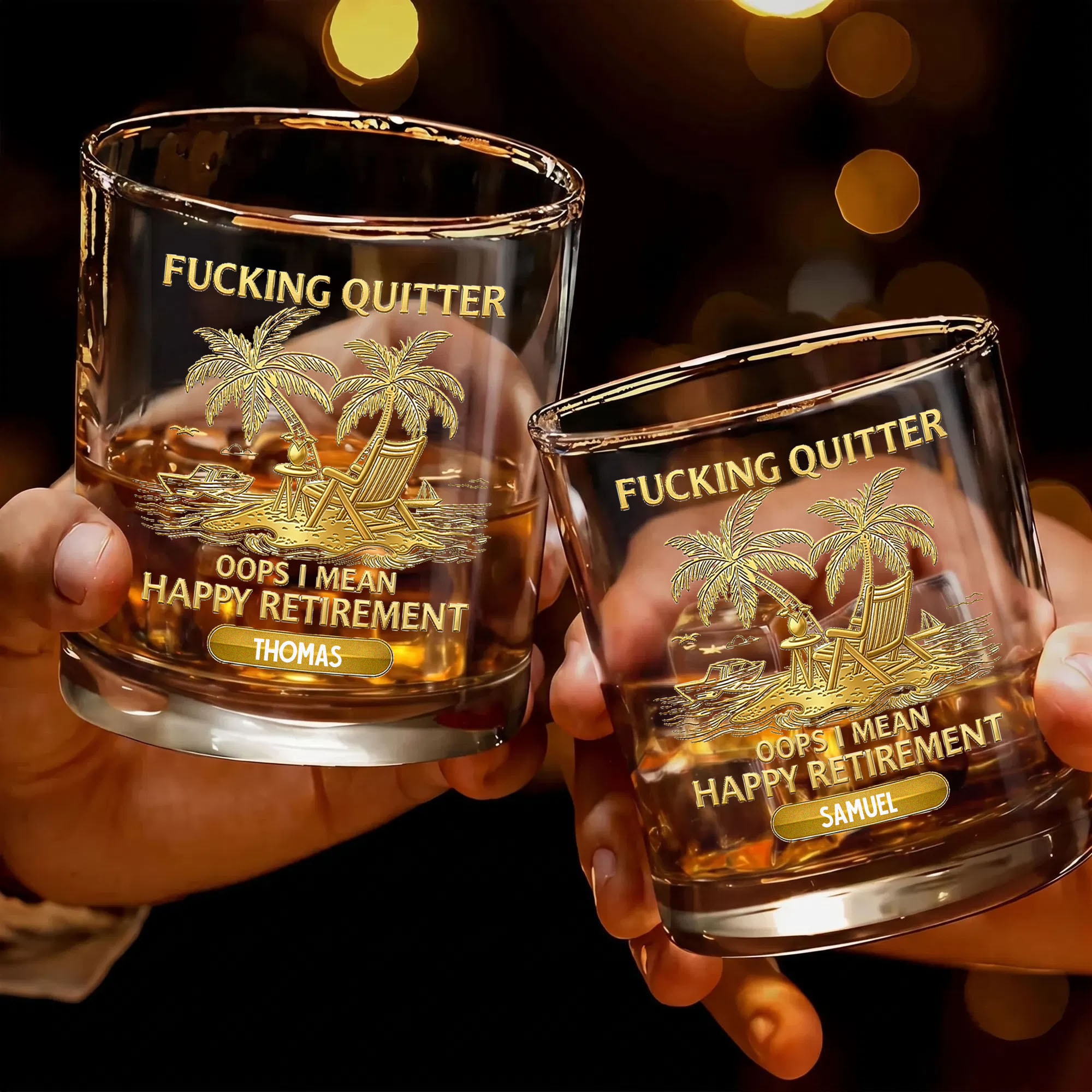 Personalisiertes „Oops, ich meine: Alles Gute zum Ruhestand“-Whiskeyglas (10 oz) mit Namen – Ruhestandsgeschenk für Weinliebhaber im Ruhestand