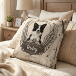 Personalized Pet Photo Paw Design Soft Throw Pillow Cover with Name and Year Sympathy Pet Loss Gift for Pet Owners