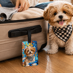 Personalized Pet Graffiti Oil Painting Style Photo Luggage Tag with Name Travel Accessory Birthday Gift for Pet Lovers Friends