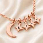 Personalised 1-7 Stars Moon Pendant Necklace with Initial Dainty Jewellery Anniversary Birthday Gift for Mum Gran
