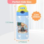 Personalized Cute Cartoon Character Back View Name 12 oz Insulated Water Bottle with Straw and Spill-Proof Lid Back to School Gift for Boys Girls