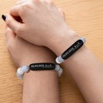 Personalized Eye Colour Beads Matching Couple Bracelets with Initial and Date Birthday Anniversary Gift for Couple