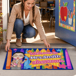 Personalized Welcome to Classroom Crayon Cartoon Character Durable Non-Slip Doormat with Name Appreciation Back to School Gift for Teachers