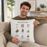 Personalised Favorite Things Family Pet Photo Cushion Cover with Text and Name Home Decor Birthday Gift for Family Pet Lovers Owners