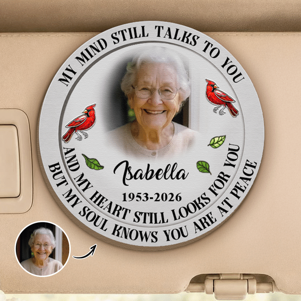 Personalized Cardinal Butterfly Hummingbird Photo Car Visor Clip with Name and Year Memorial Anniversary Gift for Family