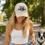 Casquette de baseball 100 % coton personnalisée, avec photo de votre animal brodée en plusieurs couleurs, son nom et l'année. Idéale pour un usage quotidien, pour une fête d'anniversaire ou comme cade