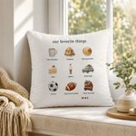 Personalised Favorite Things Family Pet Photo Cushion Cover with Text and Name Home Decor Birthday Gift for Family Pet Lovers Owners