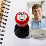 Personalized Teacher Face Portrait Multicolor Self-Inking Stamp with Text Teacher's Day Thank You Motivational Gift for Teachers