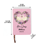 Personalised Heart-Shaped Birth Flower Swan Wedding Vow Journal Book with Name and Date Bridal Shower Party Wedding Gift for Newlyweds