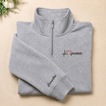 Personalized Heartbeat Roman Numerals T-shirt Quarter Zip Sweatshirt Hoodie with Date and Name Daily Wear Anniversary Birthday Gift for Couple Lover