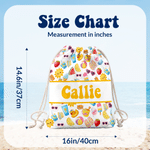 Personalised Cute Ice Cream Sun Crab Cloud Pattern Drawstring Bag with Name Beach Party Daily Use Birthday Gift for Kids Friends Family