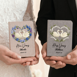 Personalised Heart-Shaped Birth Flower Swan Wedding Vow Journal Book with Name and Date Bridal Shower Party Wedding Gift for Newlyweds
