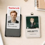 Personalised Cartoon Character Classroom Captain PU Leather ID Card Badge Holder with Langarden Back to School Teacher's Day Graduation Gift for Teacher