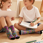 Personalized Multicolor Graffiti Street Art Breathable Mid-Calf Socks with Name Daily Wear Back to School Birthday Gift for Kid Teenager