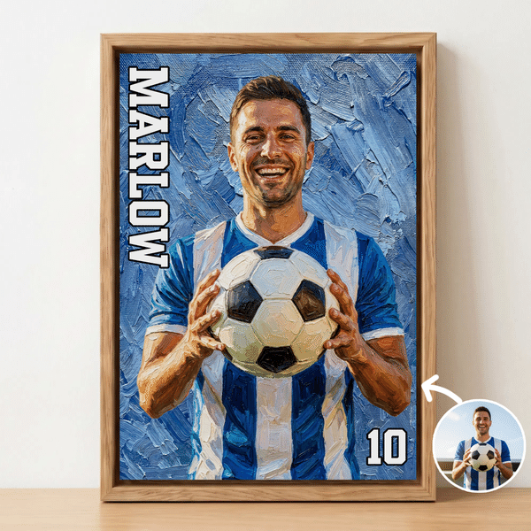 Personalized Oil Painting Style Athlete Photo Canvas Prints with Name and Number Home Decor Ship from USA Birthday Team Gift for Sports Lover