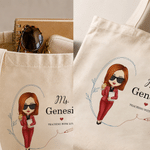 Personalised Pencil Garland Cartoon Teacher Canvas Tote Bag with Surname and Title Back to School Teacher's Day Graduation Gift for Teacher