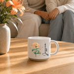 Personalised Retro Constellation Birth Flower Ceramic Coffee Mug with Name Daily Use Birthday Gift for Woman Mum