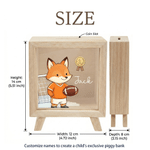 Personalized Cartoon Animal Ball Sports Wooden Piggy Bank with Name Back to School Children's Day Birthday Gift for Kids Students