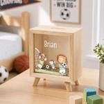 Personalized Cartoon Animal Ball Sports Wooden Piggy Bank with Name Back to School Children's Day Birthday Gift for Kids Students