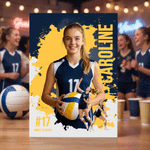 Personalized Splatter Paint 1-3 Photos Greeting Card with Name and Number Party Competition Day Team Gift for Athletes Sports Lovers