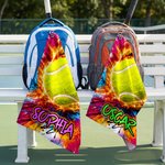 Personalized Fire Ball-Themed Quick Dry Waffle Sport Towel with Name and Carabiner Gym Training Game Day Gift for Sports Lovers