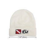 Personalised Embroidered Diver Flag Knit Soft Beanie Hat with Name Dive Accessory Birthday Daily Use Gift for Diving Lover