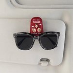 Gepersonaliseerde magnetische PU-leren brilhouder voor autozonneklep met naam en kindergezicht verjaardagscadeau voor ouders grootouders en chauffeurs