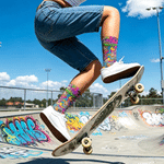 Personalized Multicolor Graffiti Street Art Breathable Mid-Calf Socks with Name Daily Wear Back to School Birthday Gift for Kid Teenager