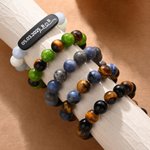 Personalized Eye Colour Beads Matching Couple Bracelets with Initial and Date Birthday Anniversary Gift for Couple