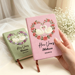 Personalised Heart-Shaped Birth Flower Swan Wedding Vow Journal Book with Name and Date Bridal Shower Party Wedding Gift for Newlyweds