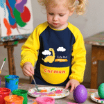 Personalised Cute Dinosaur Paint Waterproof Long Sleeve Apron with Name Text and Pocket Outdoor Activity Birthday Gift for Kids Students