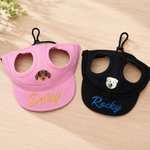 Personalised Dog Photo Adjustable Dog Sun Hat with Embroidered Name and Ear Hole Pet Daily Wear Birthday Gift for Pet Owners