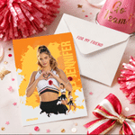 Personalized Splatter Paint 1-3 Photos Greeting Card with Name and Number Party Competition Day Team Gift for Athletes Sports Lovers