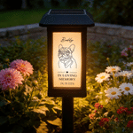 Personalised Line Drawing Pet Photo Solar Garden Light with Name and Year Garden Decor Loss of Pet Sympathy Gift for Pet Owner Pet Lover