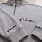 Personalized Heartbeat Roman Numerals T-shirt Quarter Zip Sweatshirt Hoodie with Date and Name Daily Wear Anniversary Birthday Gift for Couple Lover