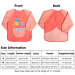 Personalised Cute Dinosaur Paint Waterproof Long Sleeve Apron with Name Text and Pocket Outdoor Activity Birthday Gift for Kids Students
