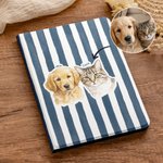 Custodia protettiva multicolore personalizzata a strisce per iPad con 1-3 foto di animali domestici, con nome: regalo commemorativo per compleanni e anniversari per gli amanti degli animali domestici