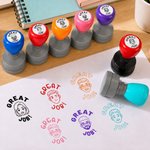 Personalized Teacher Face Portrait Multicolor Self-Inking Stamp with Text Teacher's Day Thank You Motivational Gift for Teachers