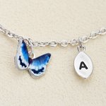 Personalized Birth Butterfly Leaf Pendant Bracelet with Initial Dainty Jewellery Daily Wear Anniversary Birthday Gift for Bestie Bridesmaid