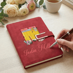 Personalized Yellow Pencil Initial PU Leather A5 Notebook and Pen Set with Name Back to School Teacher's Day Gift for Teacher